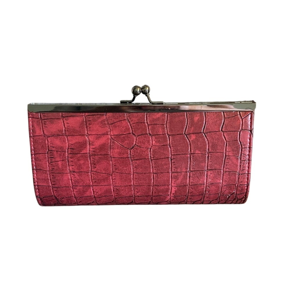 Gunne Sax by Jessica McClintock Red Croc Embossed Convertible Clutch Purse